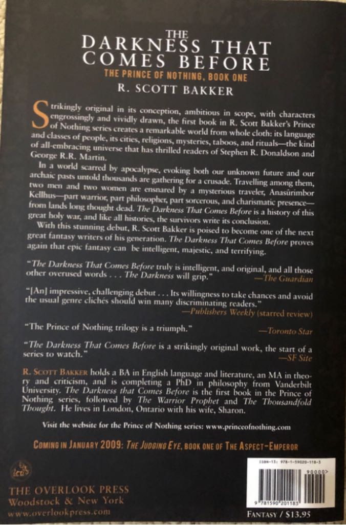 The Darkness That Comes Before - R. Scott Bakker (The Overlook Press - Paperback) book collectible [Barcode 9781590201183] - Main Image 2