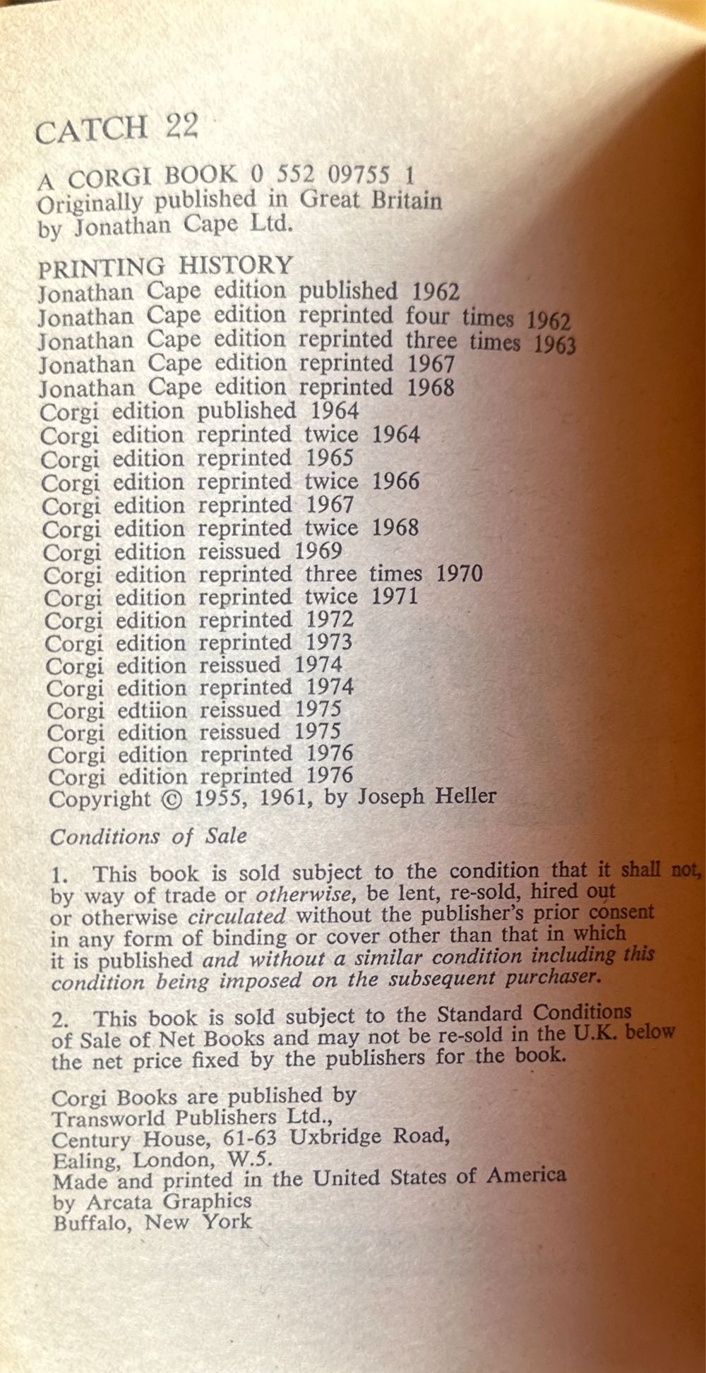 Catch-22 - Joseph Heller (Corgi - Paperback) book collectible [Barcode 9780552097550] - Main Image 3