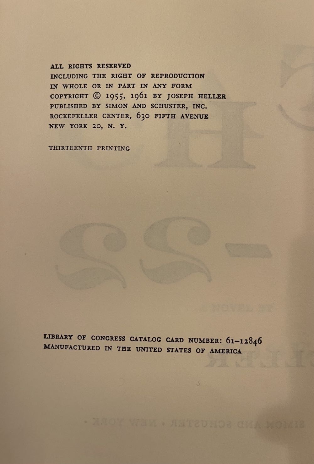 Catch-22 - Joseph Heller (Simon & Schuster - Hardcover) book collectible [Barcode 9780671128050] - Main Image 3