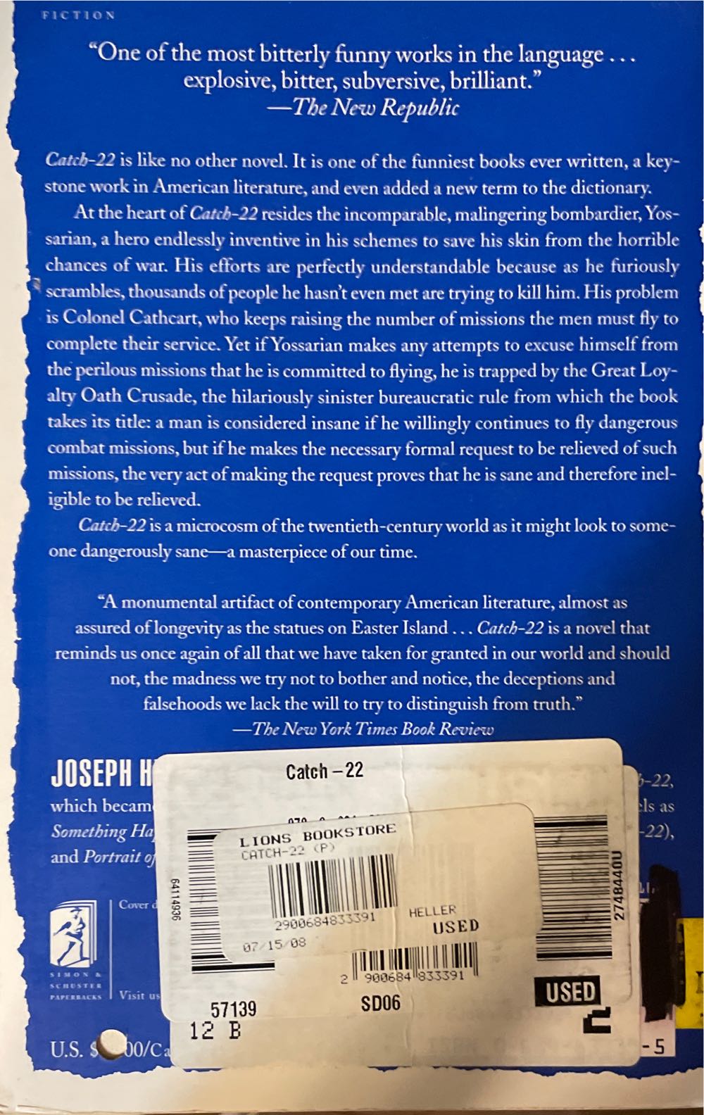 Catch-22 - Joseph Heller (Simon and Schuster - Paperback) book collectible [Barcode 9780671502331] - Main Image 2