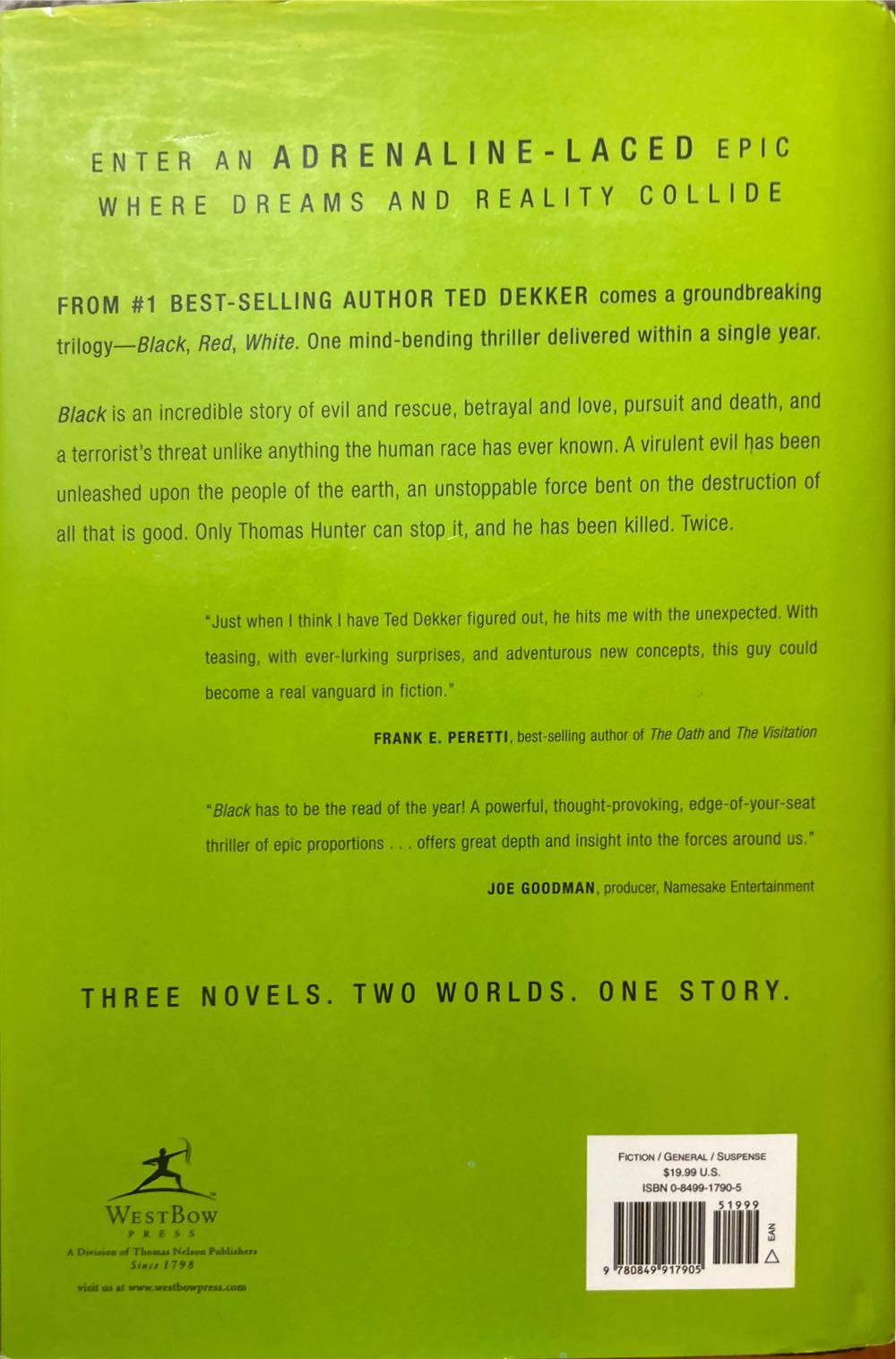 The Circle Trilogy: Black - The Birth Of Evil - Ted Dekker (WestBow Press - Hardcover) book collectible [Barcode 0849917905] - Main Image 2
