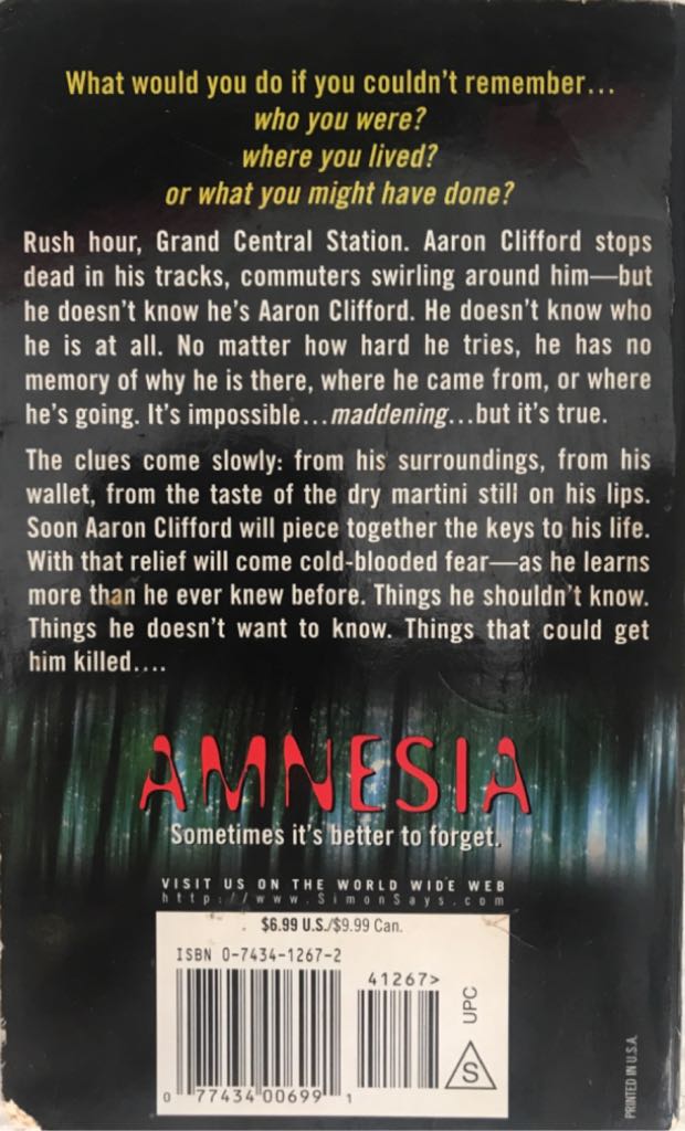 Amnesia - Andrew Neiderman (Pocket Books - Paperback) book collectible [Barcode 9780743412674] - Main Image 2