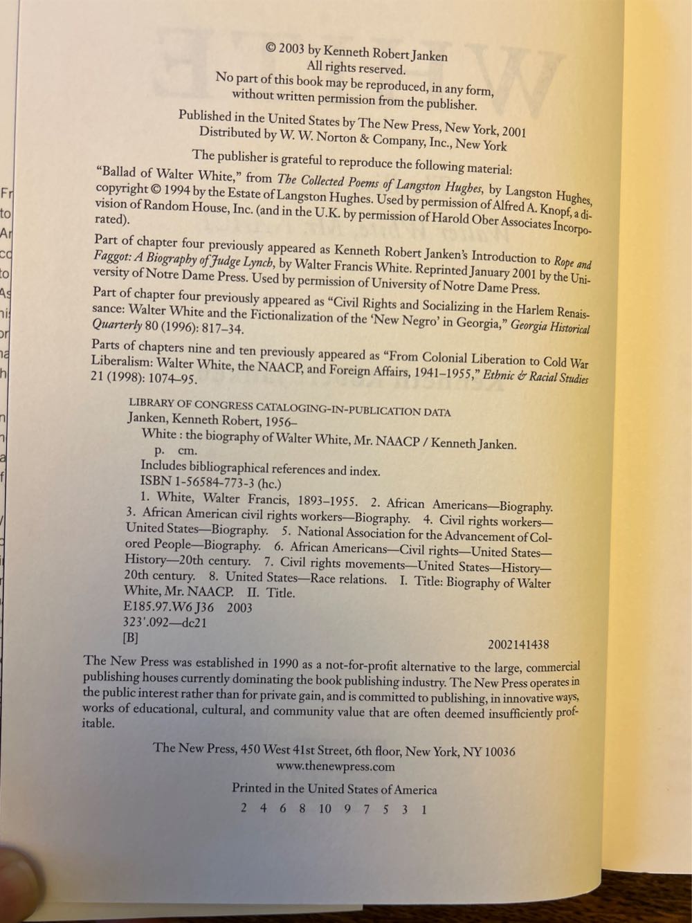 White - Kenneth Robert Janken (- Hardcover) book collectible [Barcode 9781565847736] - Main Image 3