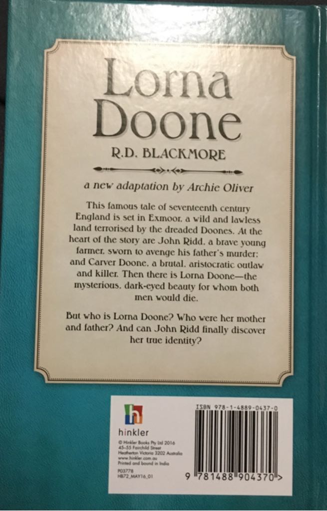 Lorna Doone - R.D. Blackmore (Hinkler Books (AU) - Kindle) book collectible [Barcode 9780192817679] - Main Image 2