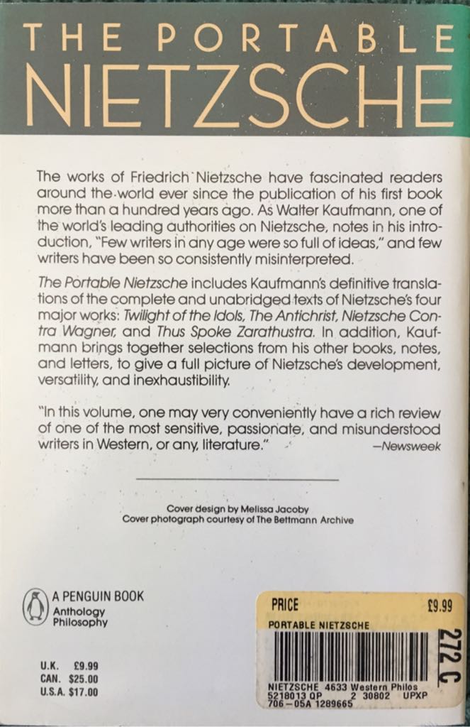 The Portable Nietzsche  (Penguin Books - Paperback) book collectible - Main Image 2