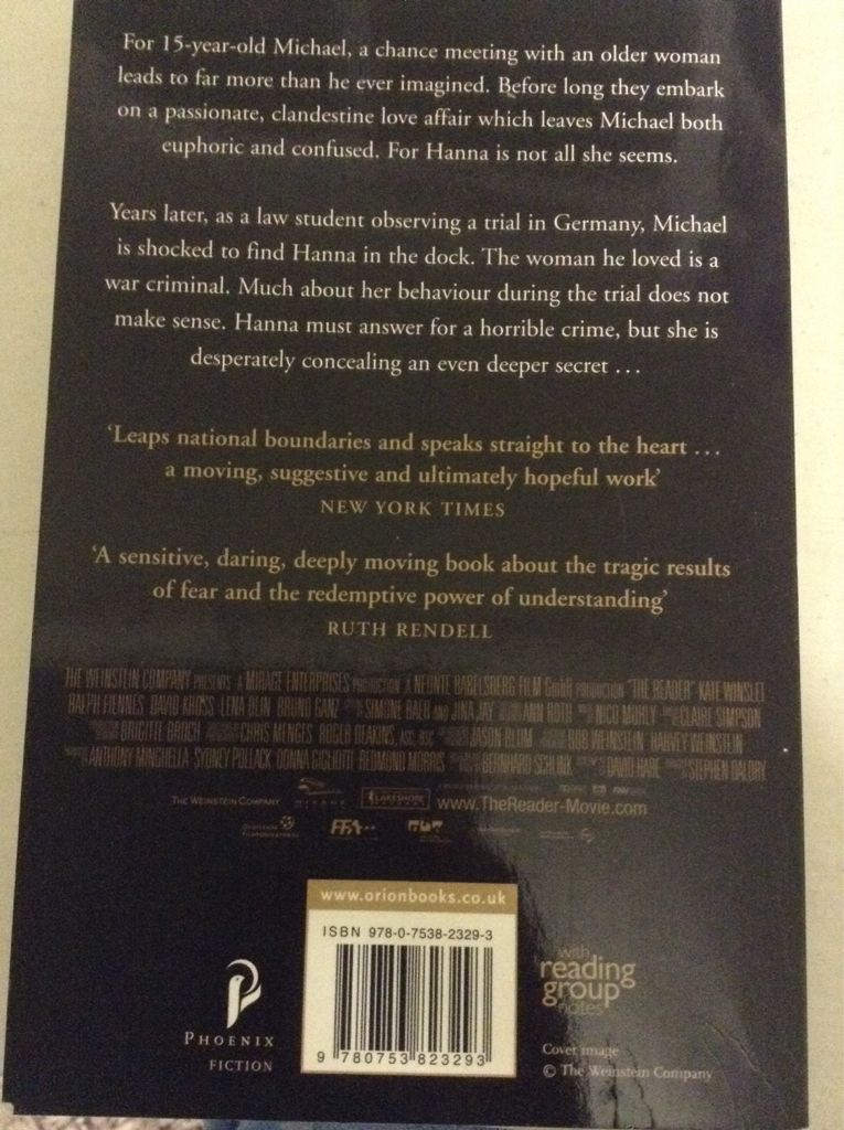 The Reader - Bernhard Schlink (Phoenix - Paperback) book collectible [Barcode 9780753823293] - Main Image 2
