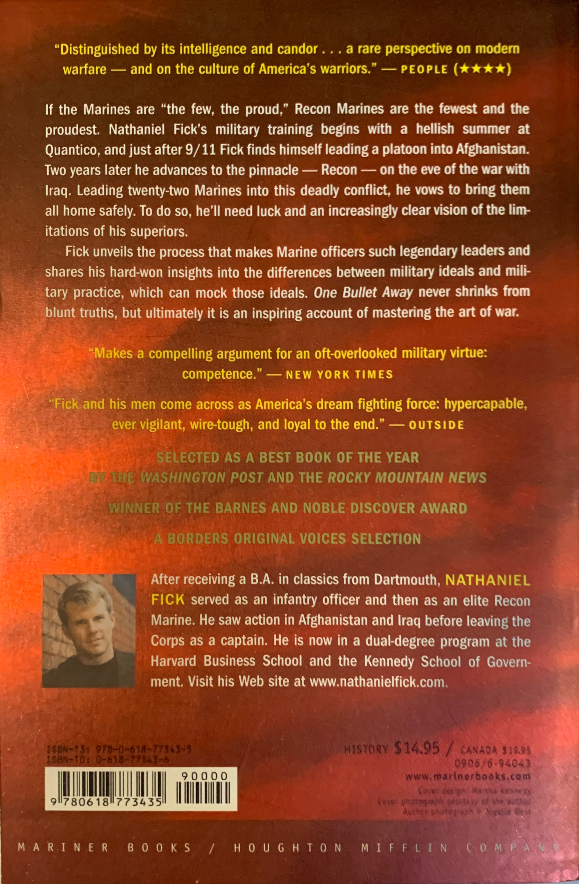 One Bullet Away - Nathaniel Fick (Mariner Books/Houghton Mifflen Company - Paperback) book collectible [Barcode 9780618773435] - Main Image 2