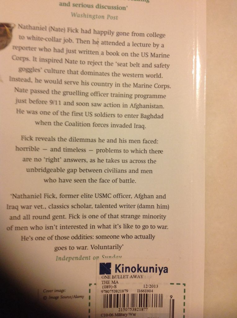 One Bullet Away - Nathaniel Fick (Orion House - Paperback) book collectible [Barcode 9780753821879] - Main Image 2