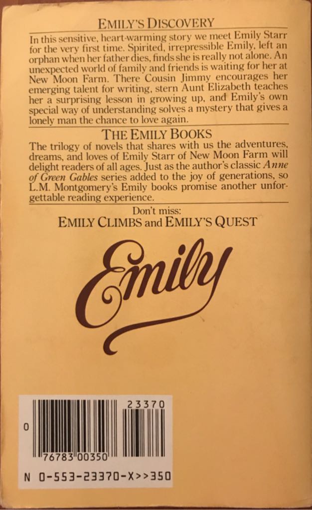 Emily of New Moon - L. M. Montgomery (Bantam Books - Paperback) book collectible [Barcode 9780553233704] - Main Image 2