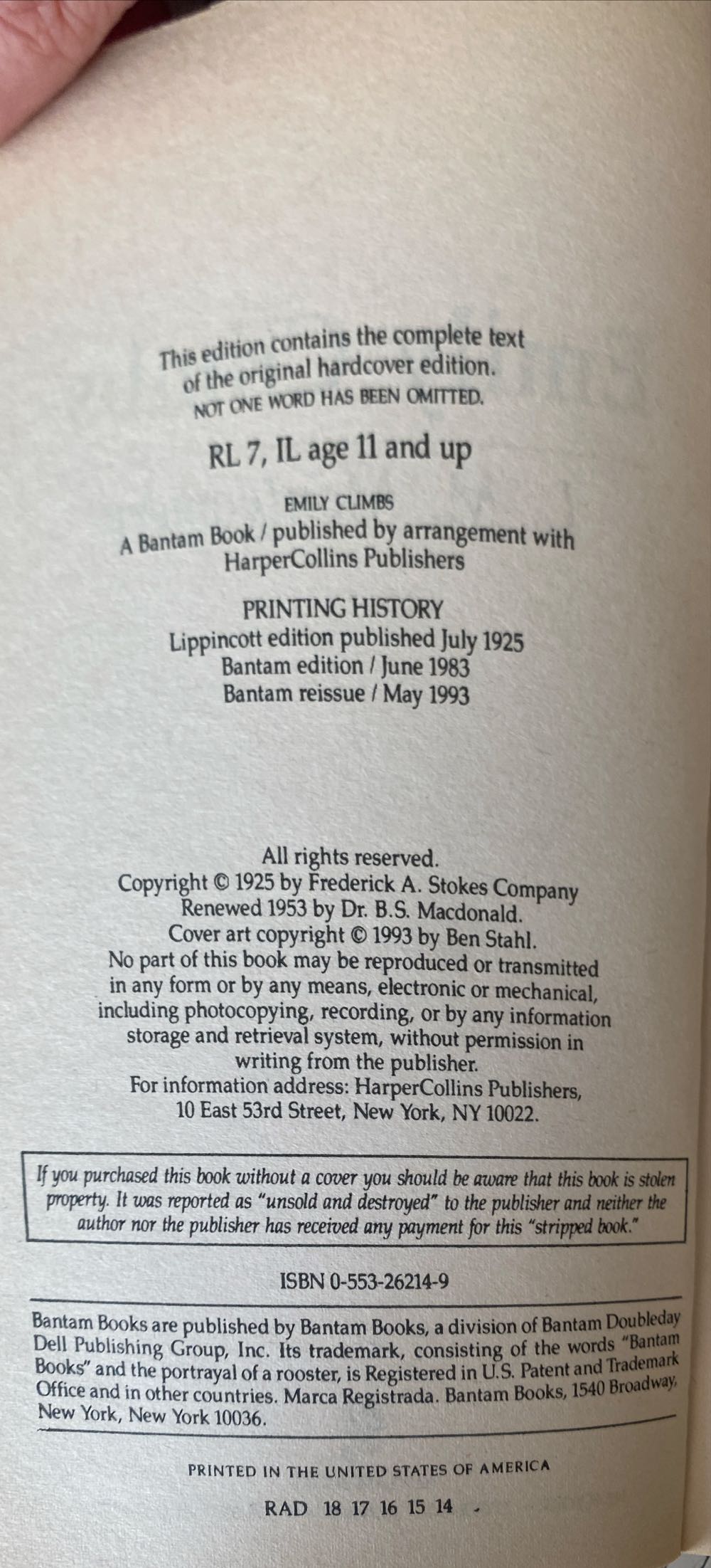 Emily Climbs - L. M. Montgomery (Bantam Books - Paperback) book collectible [Barcode 9780553262148] - Main Image 3