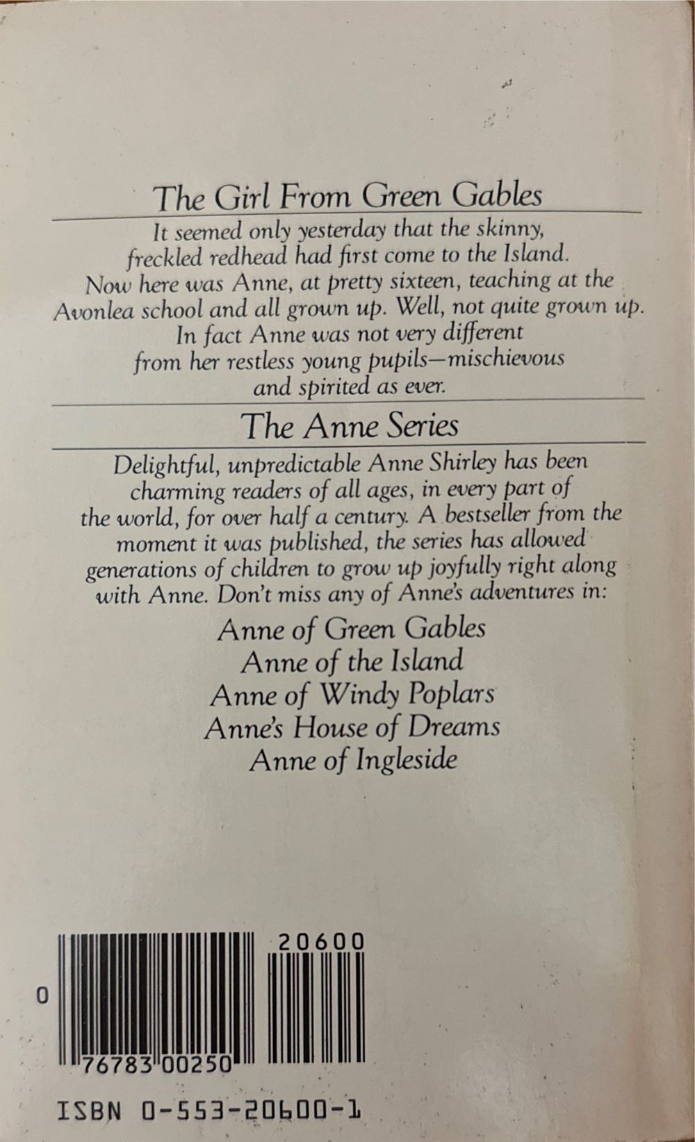 Anne of Avonlea - L. M. Montgomery (Bantam Books - Paperback) book collectible [Barcode 9780553206005] - Main Image 2