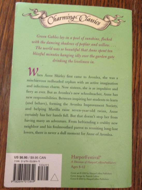 Anne Of Green Gables #2: Anne of Avonlea - L.M. Montgomery (Harper Festival - Paperback) book collectible [Barcode 9780694015849] - Main Image 2