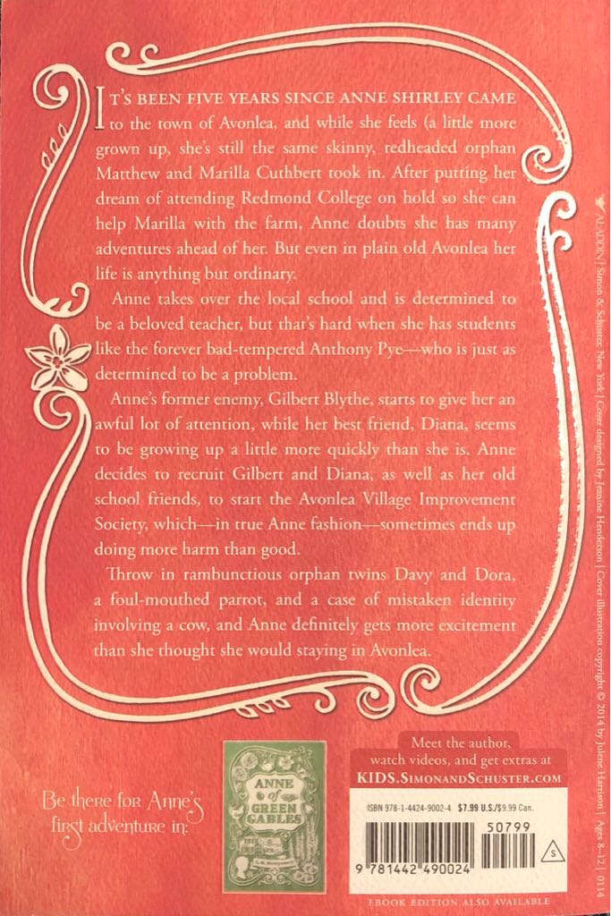 Anne of Avonlea - L. M. Montgomery (Aladdin Books Ltd. - Paperback) book collectible [Barcode 9781442490024] - Main Image 2