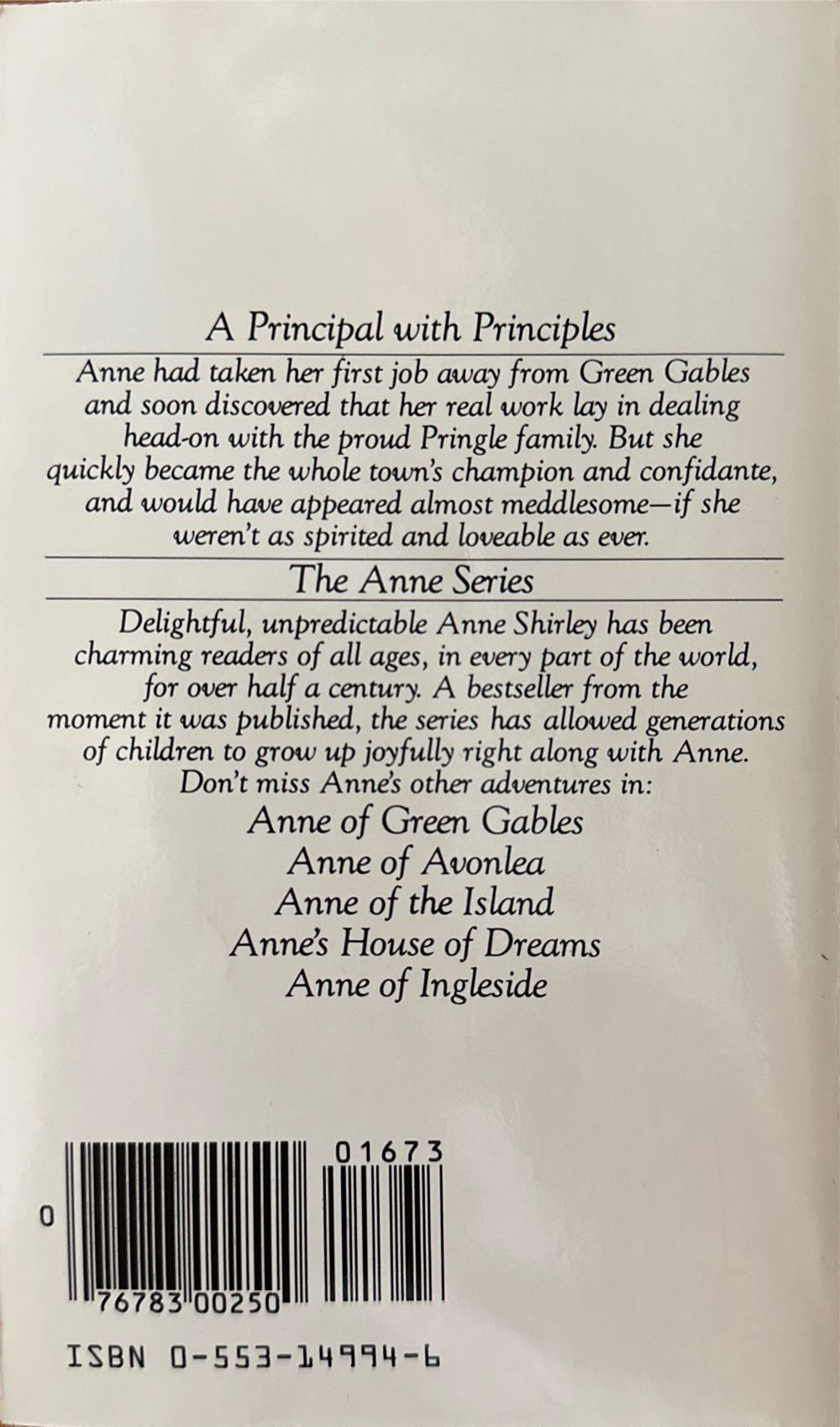 Anne of Windy Poplars - Lucy Maud Montgomery (Bantam Books - Paperback) book collectible [Barcode 9780553149944] - Main Image 2
