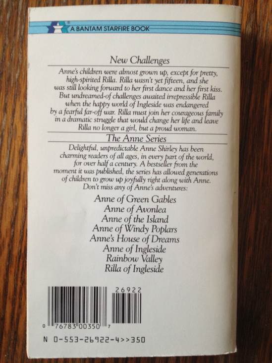 Rilla of Ingleside - L.M. Montgomery (Starfire - Paperback) book collectible [Barcode 9780553269222] - Main Image 2