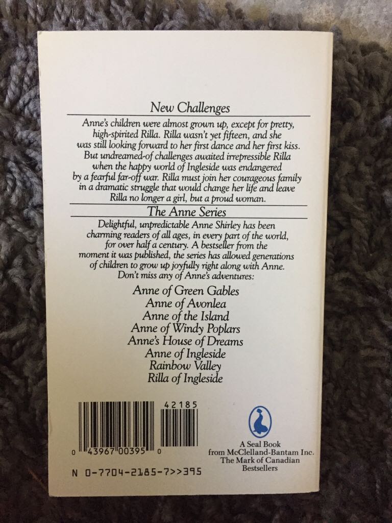 Rilla of Ingleside - L. M. Montgomery (Seal Books - Paperback) book collectible [Barcode 9780770421854] - Main Image 2
