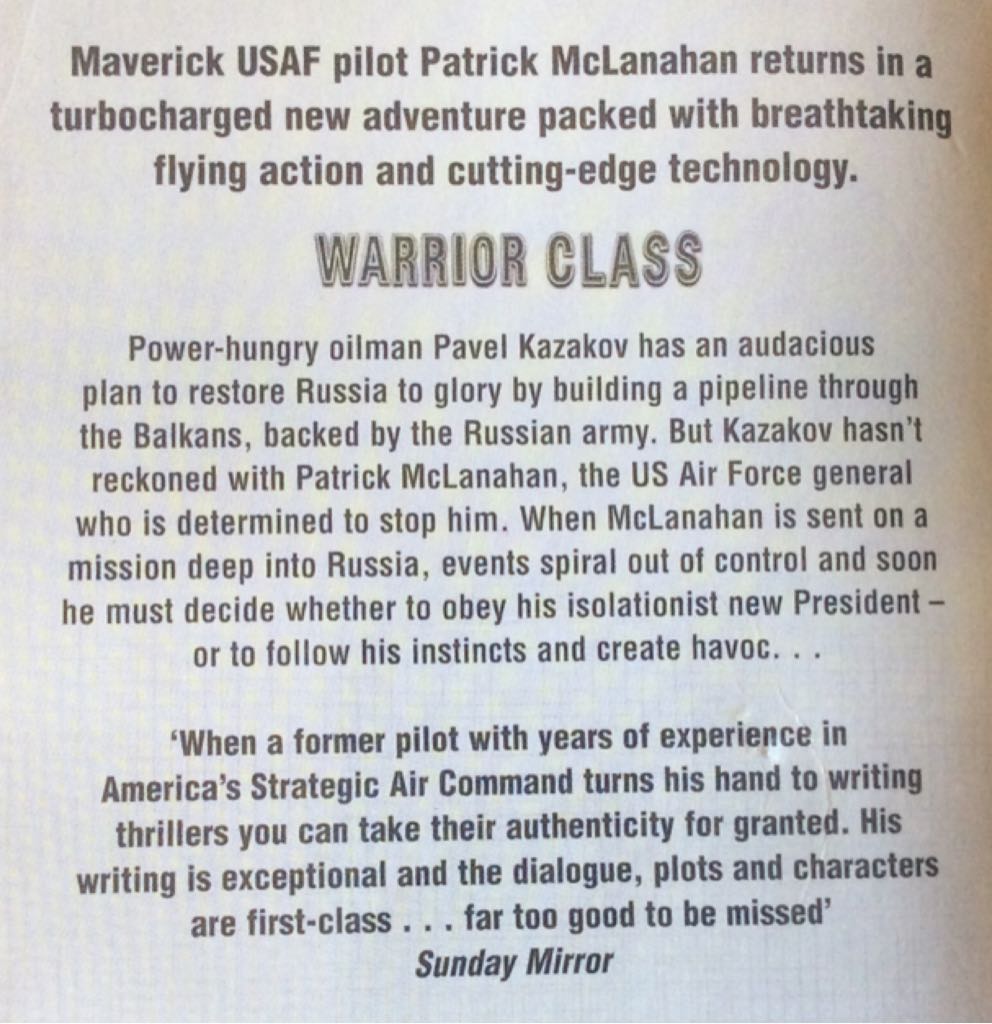 Warrior Class - Dale Brown (Flat - Paperback) book collectible [Barcode 9780007109869] - Main Image 2