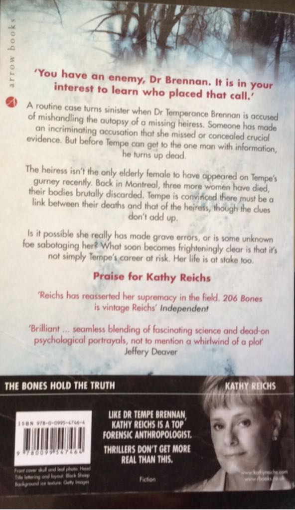Temperance Brennan Series 12 206 Bones - Kathy Reichs (Arrow Books - Paperback) book collectible [Barcode 9780099547464] - Main Image 2
