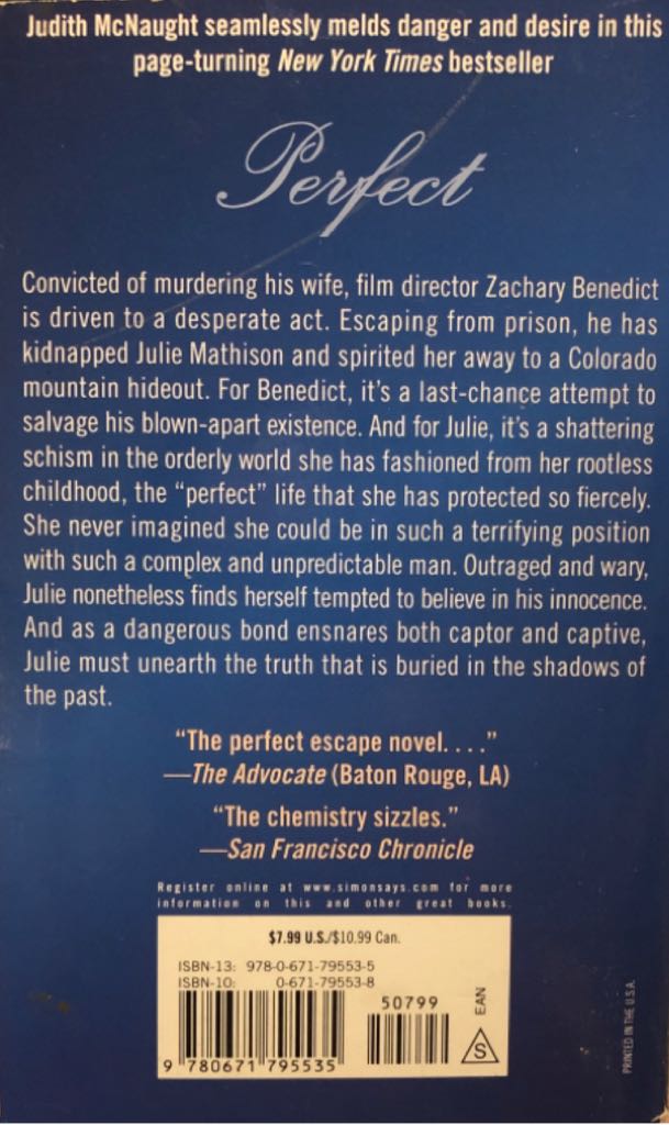 Perfect - Judith McNaught (Pocket - Paperback) book collectible [Barcode 9780671795535] - Main Image 2