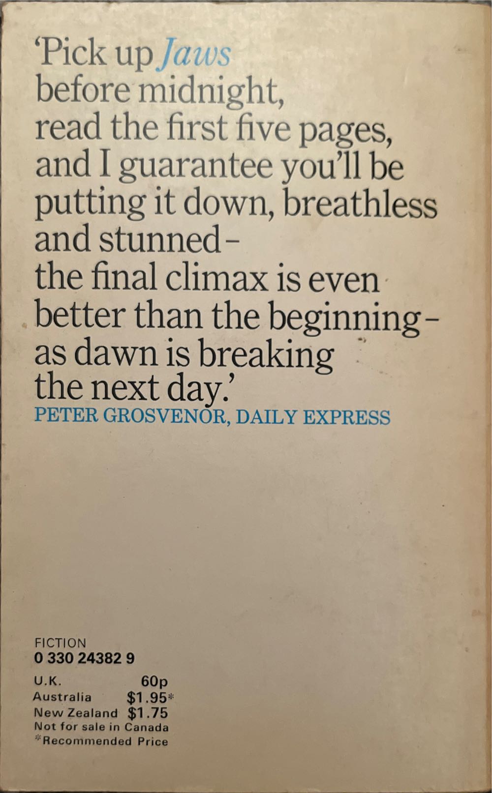 Jaws - Peter Benchley (Pan - Paperback) book collectible - Main Image 2