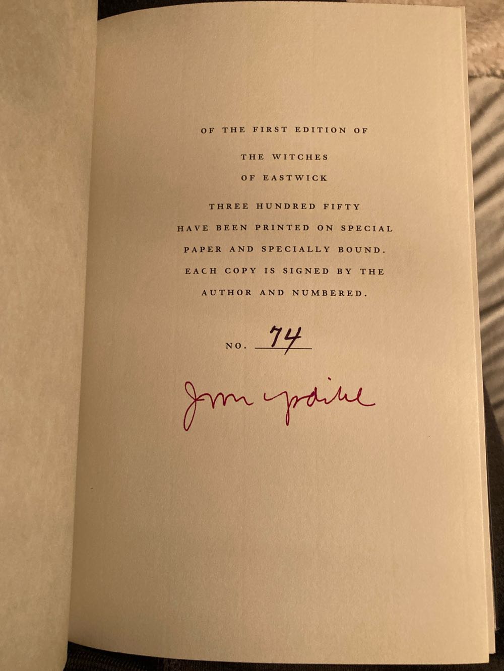 Witches Of Eastwick, The - Updike, John (Alfred A. Knopf - Hardcover) book collectible - Main Image 3