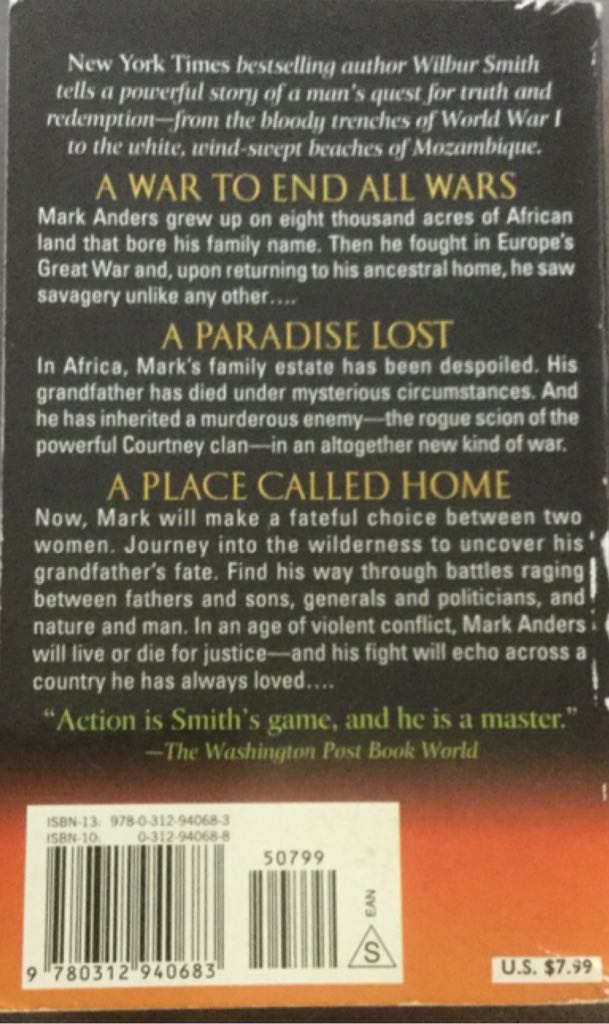 A Sparrow Falls - Wilbur Smith (St. Martin’s Paperbacks - Paperback) book collectible [Barcode 9780312940683] - Main Image 2