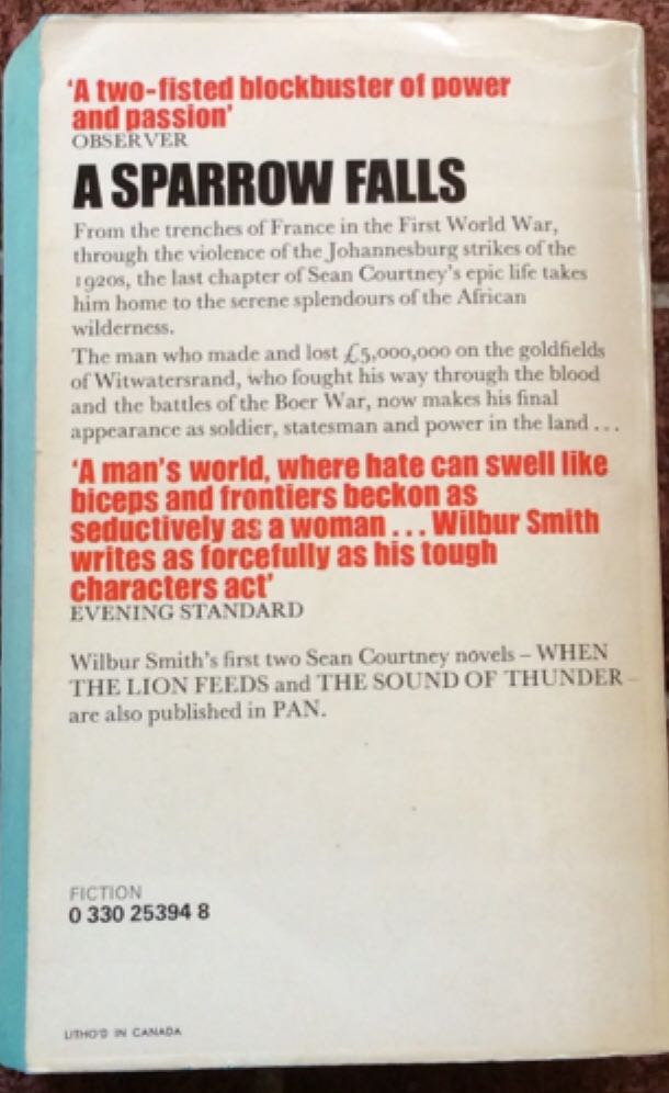 Sparrow Falls, A - Wilbur Smith (Egully.com - Paperback) book collectible [Barcode 9780330253949] - Main Image 2
