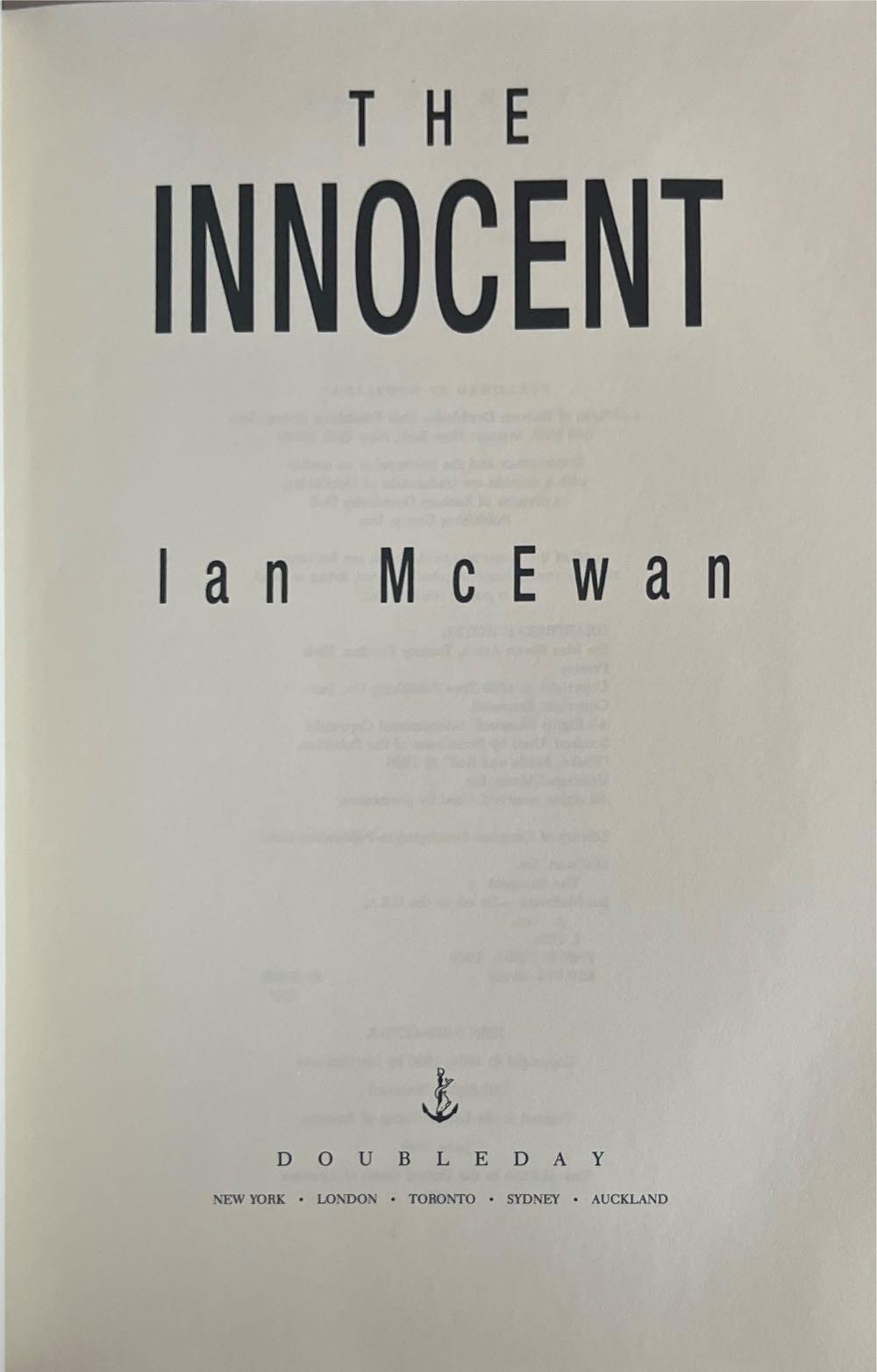 The Innocent - Ian McEwan (Doubleday - Hardcover) book collectible [Barcode 9780385413701] - Main Image 4