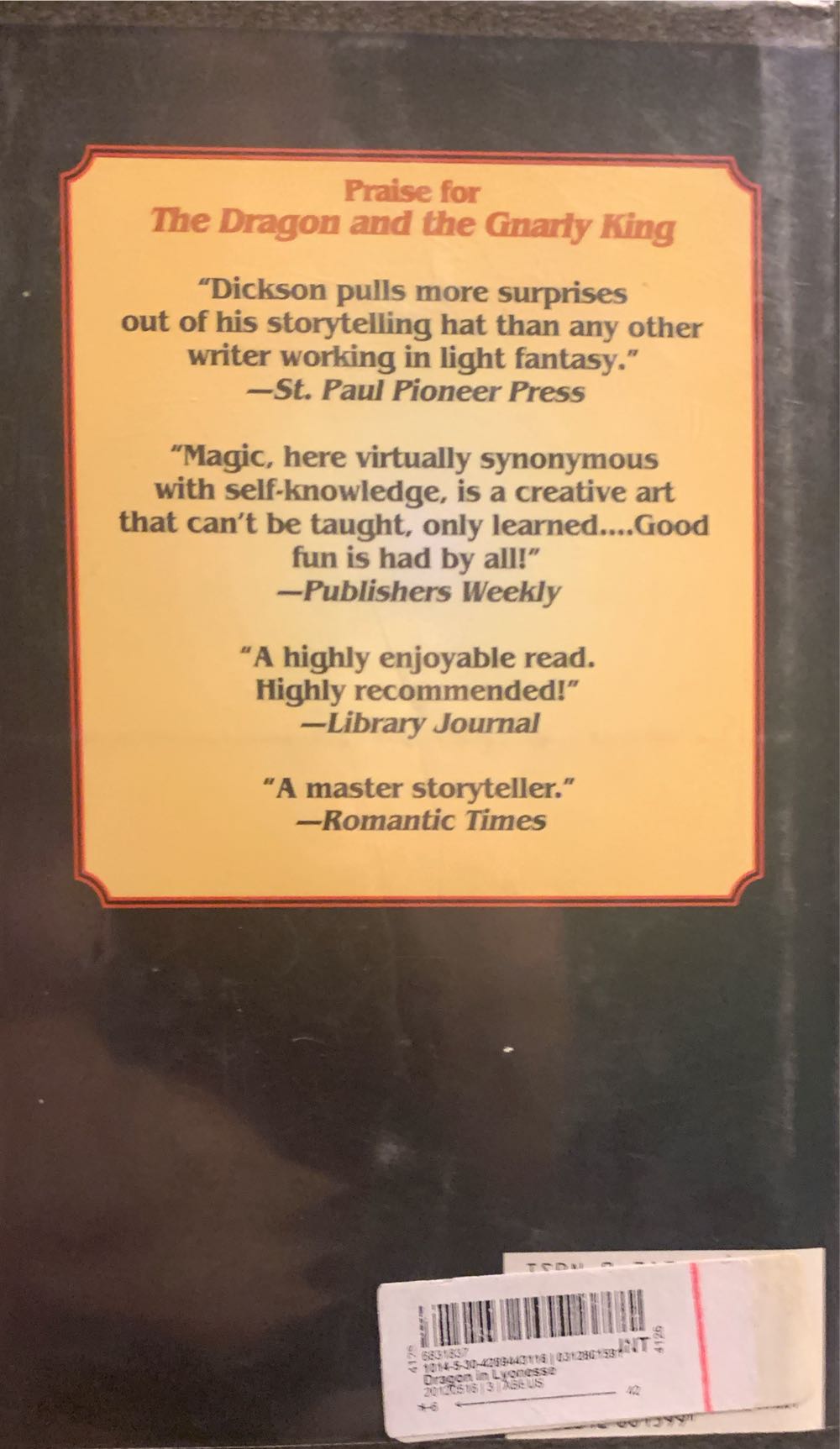 The Dragon in Lyonesse - Gordon R. Dickson (Tor Books - Hardcover) book collectible [Barcode 9780312861599] - Main Image 2