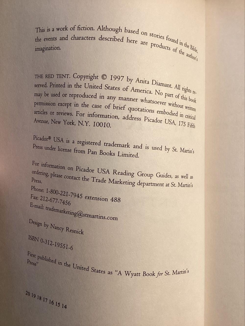 The Red Tent - Anita Diamant (Picador USA - Paperback) book collectible [Barcode 9780312195519] - Main Image 3