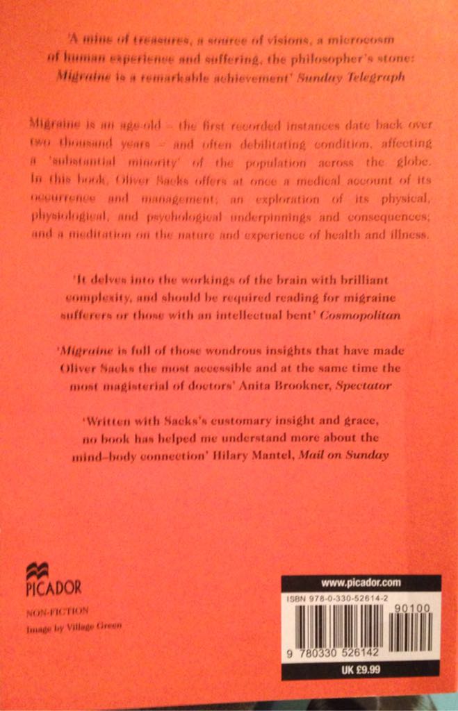 Migraine - Oliver Sacks (Picador - Paperback) book collectible [Barcode 9780330526142] - Main Image 2