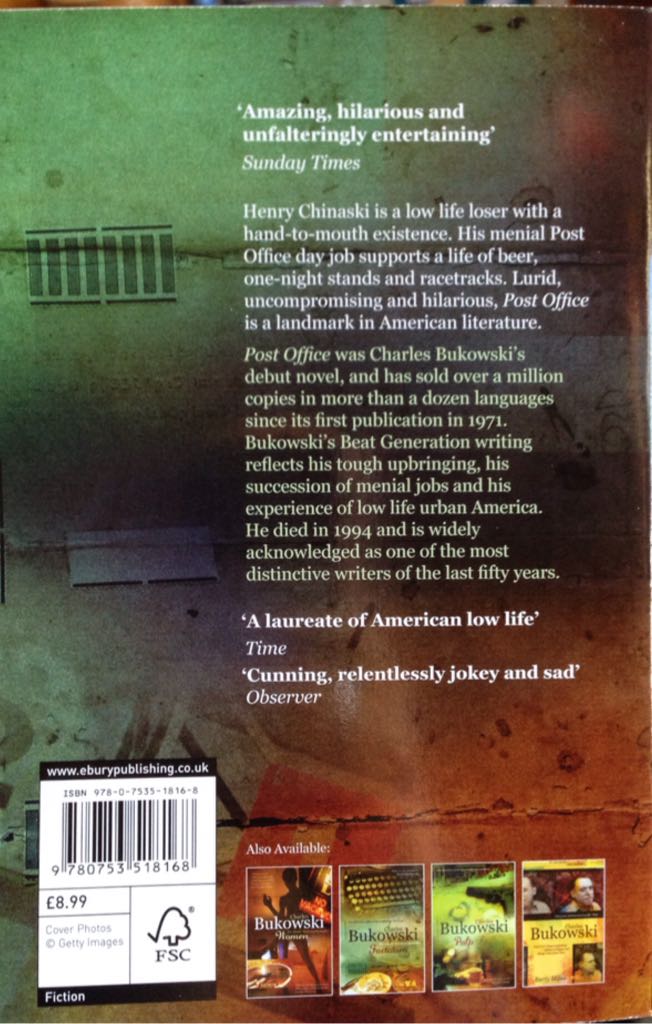 Post Office - Charles Bukowski (Virgin Books - Paperback) book collectible [Barcode 9780753518168] - Main Image 2