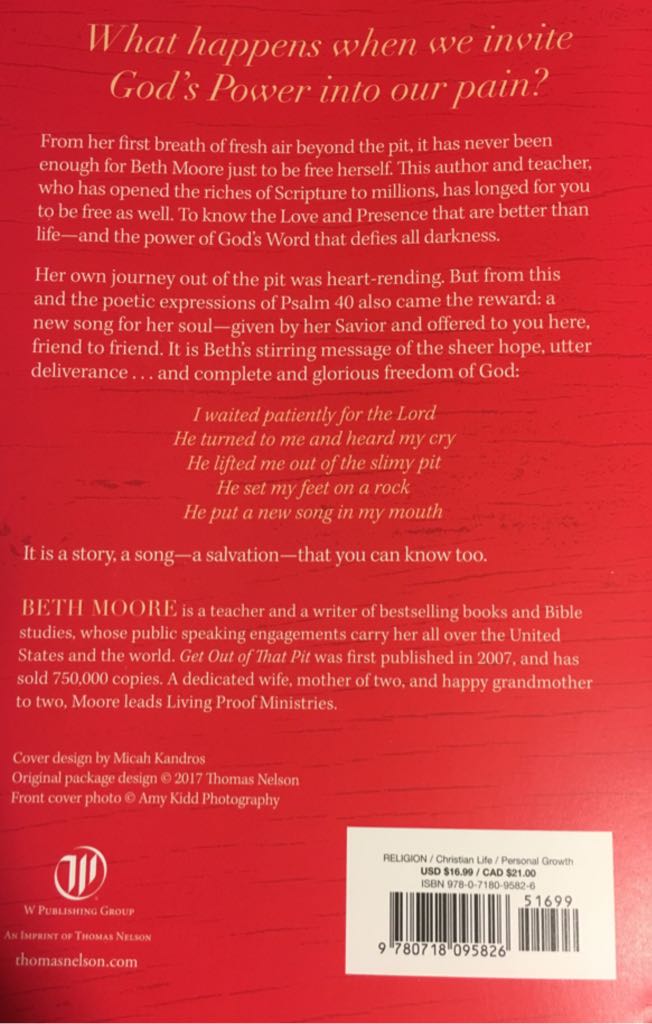 Get Out of That Pit - Beth Moore (Thomas Nelson) book collectible [Barcode 9780718095826] - Main Image 2