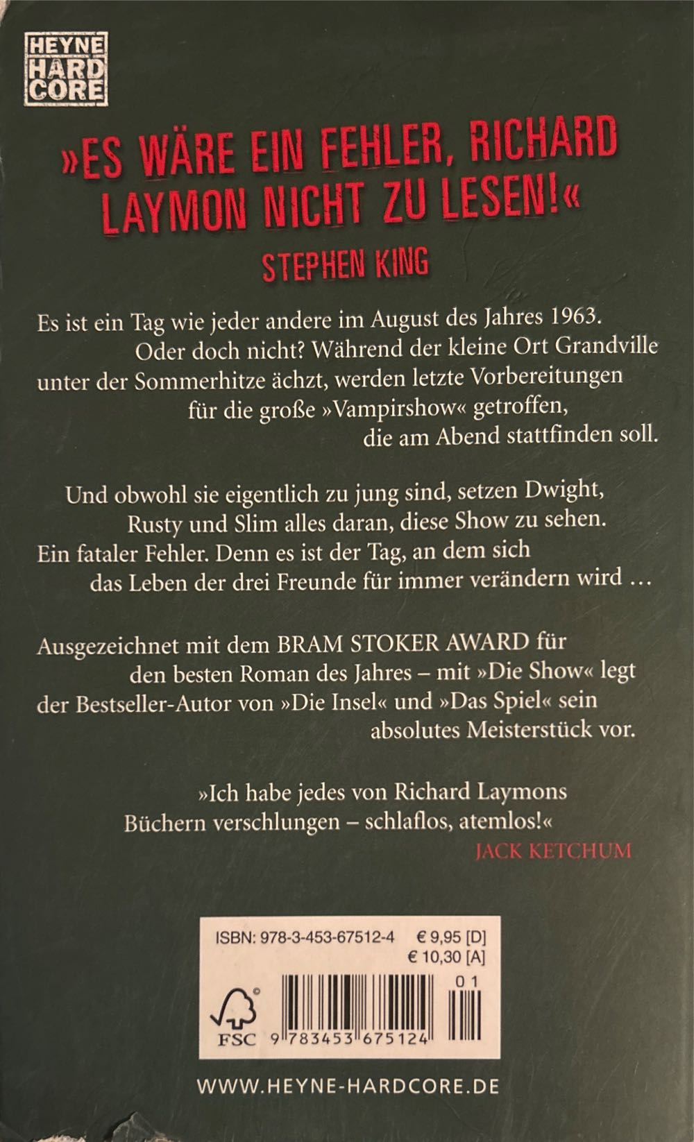 Die Show - Richard Laymon (Heyne Hardcore - Paperback) book collectible [Barcode 9783453675124] - Main Image 2