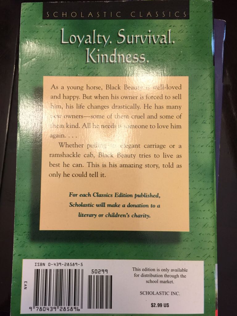 Black Beauty - Anna Sewell (Scholastic Inc) book collectible [Barcode 9780439285896] - Main Image 2