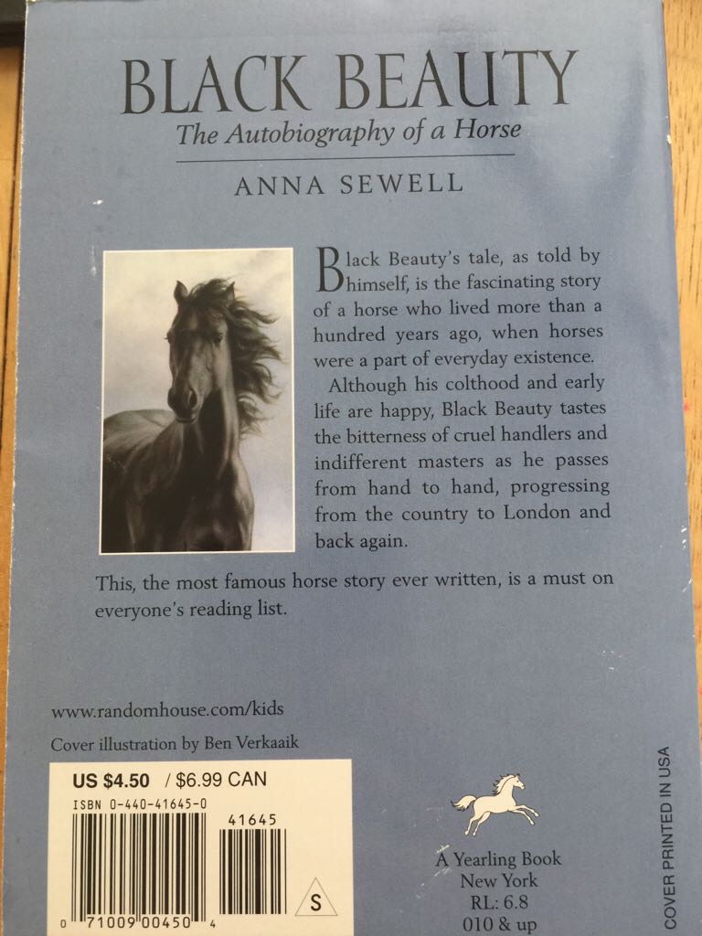 Black Beauty - Anna Sewell (Yearling) book collectible [Barcode 9780440416456] - Main Image 2