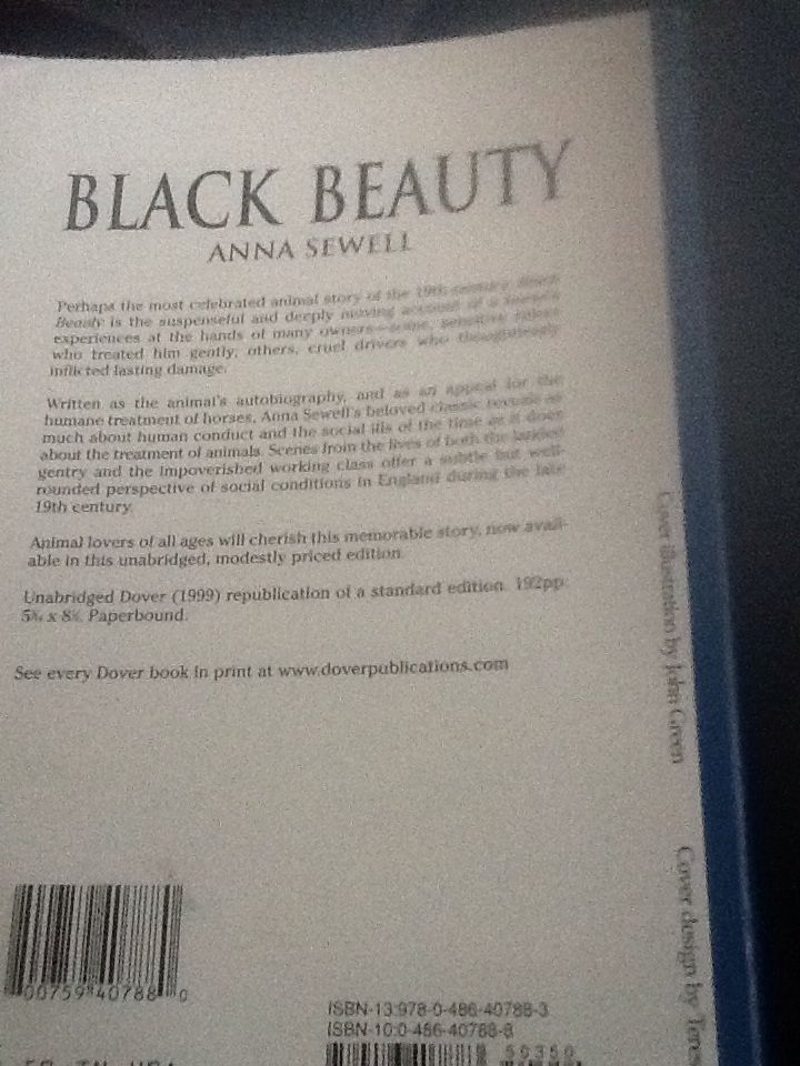 Black Beauty - Anna Sewell (Dover Publications - Paperback) book collectible [Barcode 9780486407883] - Main Image 2