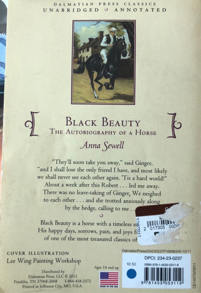 Black Beauty - Anna Sewell book collectible [Barcode 9781453053119] - Main Image 2