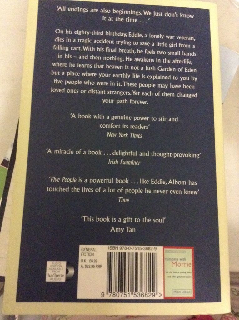 Five People You Meet In Heaven, The - Mitch Albom (Time Warner Paperbacks - Paperback) book collectible [Barcode 9780751536829] - Main Image 2