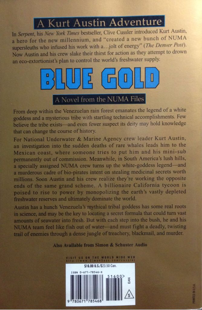 Blue Gold - Clive Cussler | Paul Kemprecos (Pocket - Paperback) book collectible [Barcode 9780671785468] - Main Image 2
