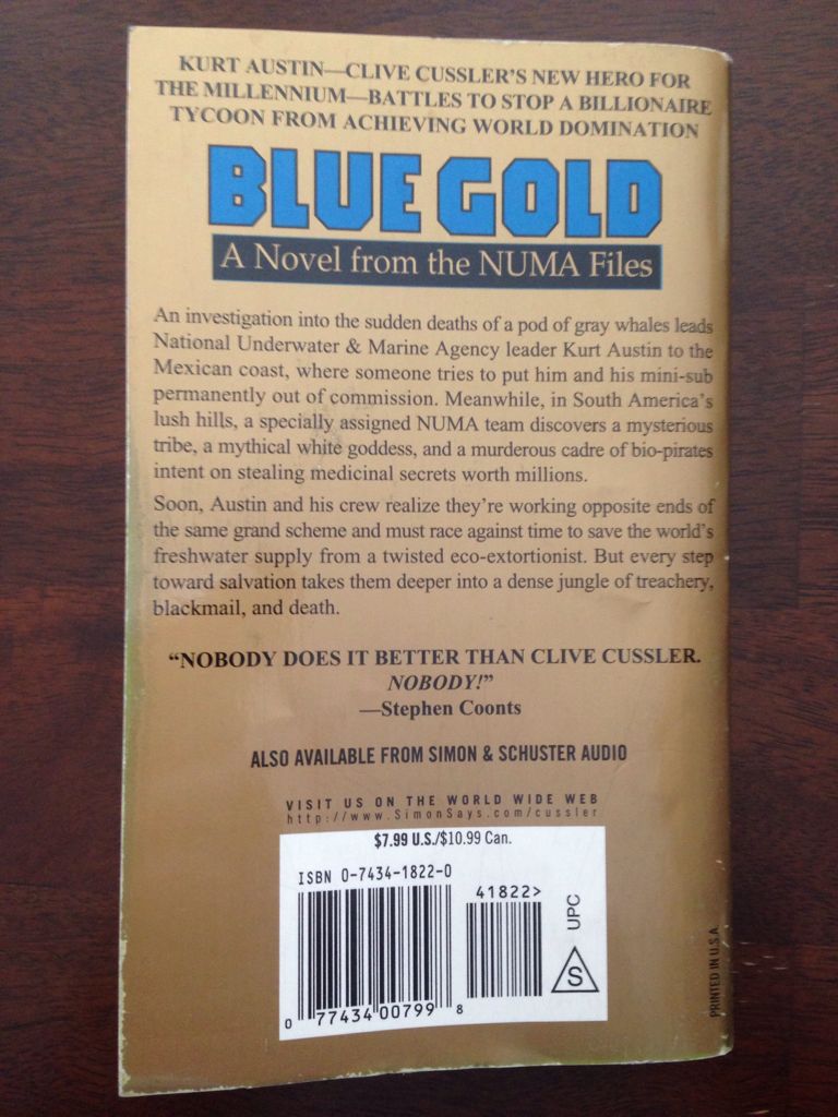 Blue Gold - Clive Cussler (Pocket Star Books - Paperback) book collectible [Barcode 9780743418225] - Main Image 2