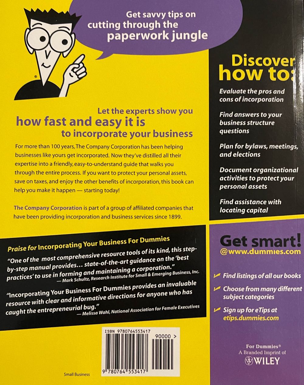 Incorporating Your Business For Dummies - The Company Corporation (Wiley - Trade Paperback) book collectible [Barcode 9780764553417] - Main Image 2