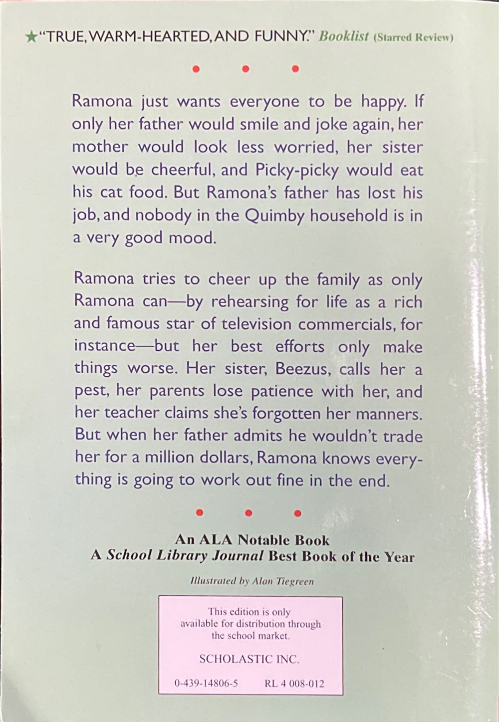 Ramona And Her Father - Beverly Cleary (Scholastic Inc. - Paperback) book collectible [Barcode 9780439148061] - Main Image 2