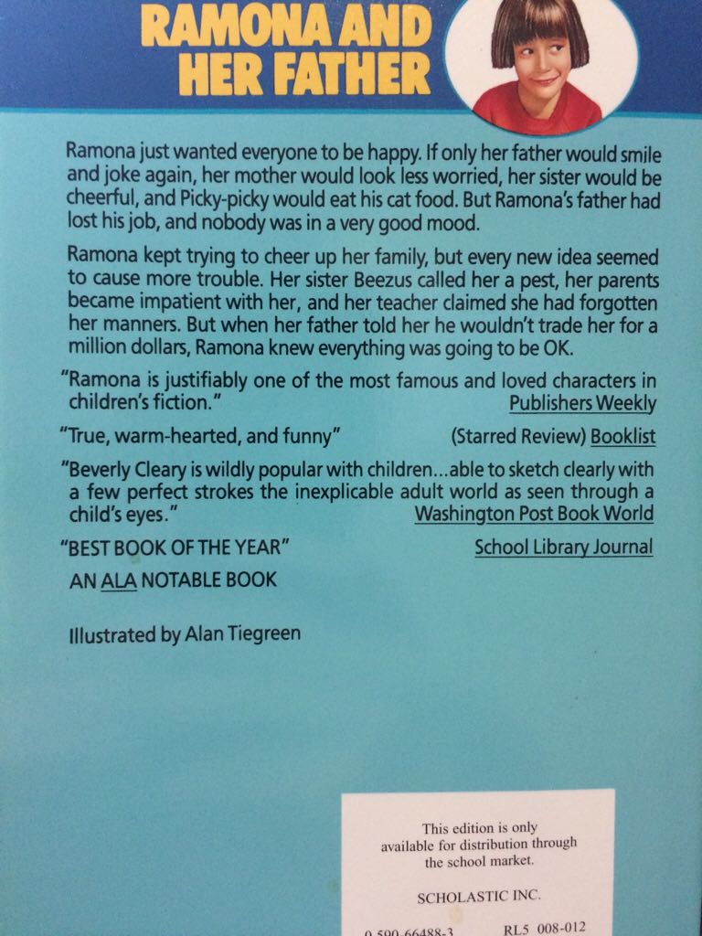 Ramona And Her Father  (Scholastic Inc - Paperback) book collectible - Main Image 2