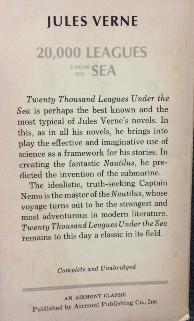 20,000 Leagues Under The Sea - Jules Verne (Airmont Books - Paperback) book collectible - Main Image 2