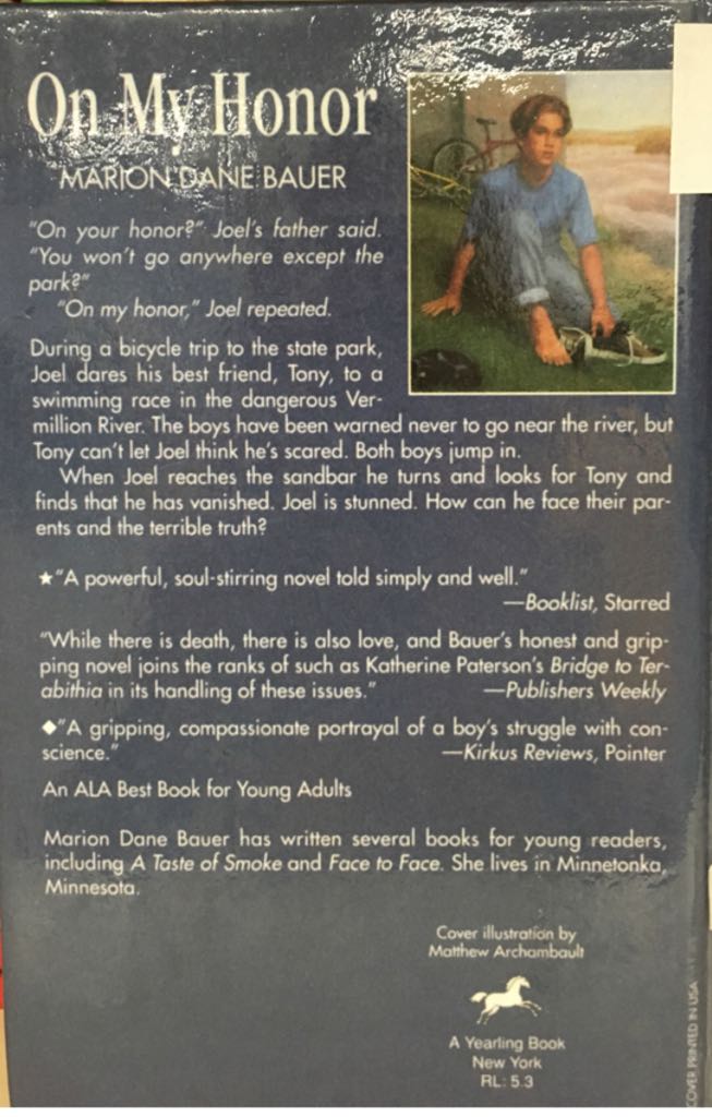 On My Honor - Dane Bauer (A Yearling Book - Paperback) book collectible [Barcode 0440466334] - Main Image 2