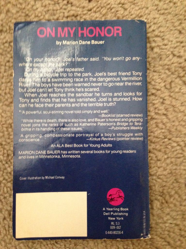 On My Honor - Dane Bauer (Dell Publishing Company - Paperback) book collectible [Barcode 9780440802167] - Main Image 2