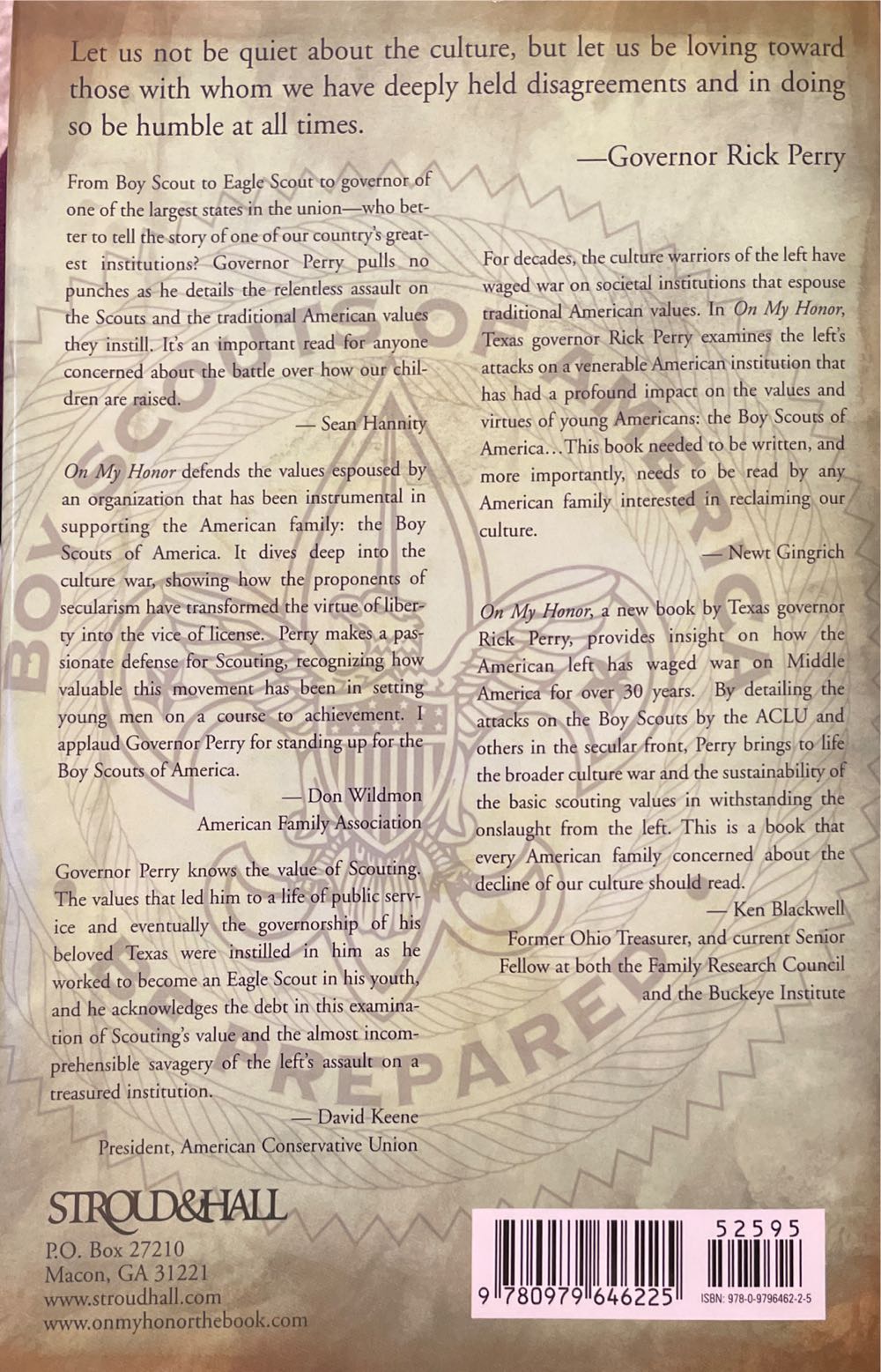 On My Honor - Perry, Rick (Stroud & Hall Publishers) book collectible [Barcode 9780979646225] - Main Image 2