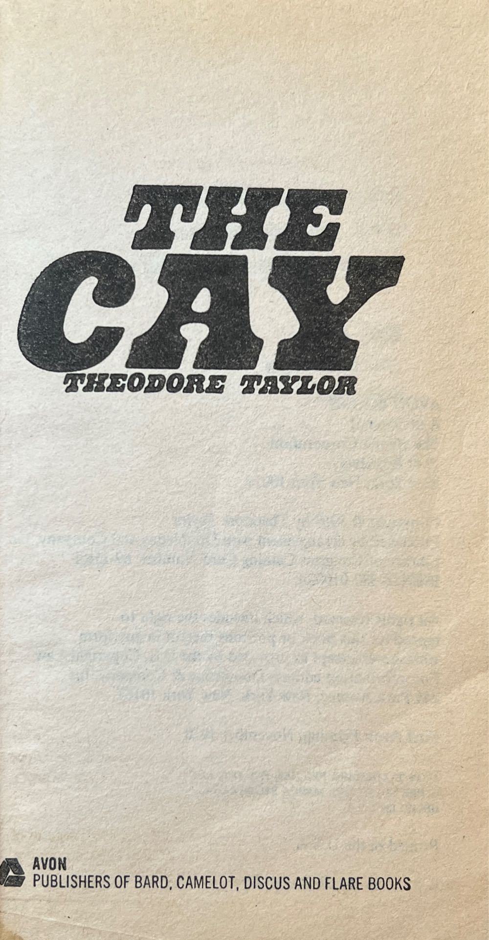 The Cay - Theodore Taylor (Avon Books - Hardcover) book collectible [Barcode 9780380010035] - Main Image 3