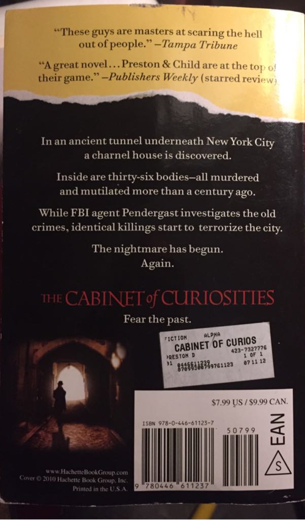 Cabinet Of Curiosities, The - Douglas Preston (Grand Central - Paperback) book collectible [Barcode 9780446611237] - Main Image 2